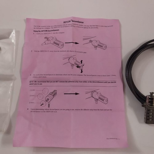 Defcon Secure Spacer Laptop Security Cable Lock used