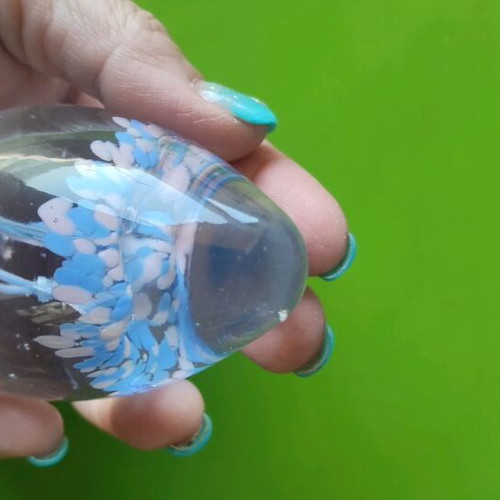Crystal egg with pink and blue flowers new