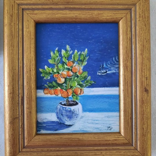 Lot of 3 acrylic paintings 16.5×13.5 cm with frame