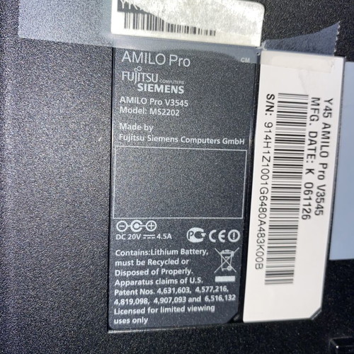 Fujitsu Siemens AMILO Pro V3545 laptop used, model MS2202