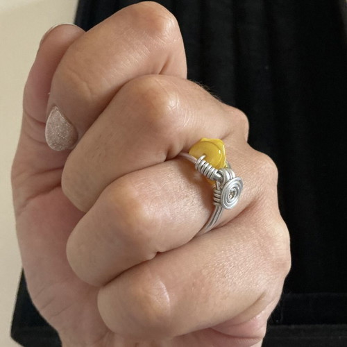 Handmade ring with yellow freshwater pearls, custom order