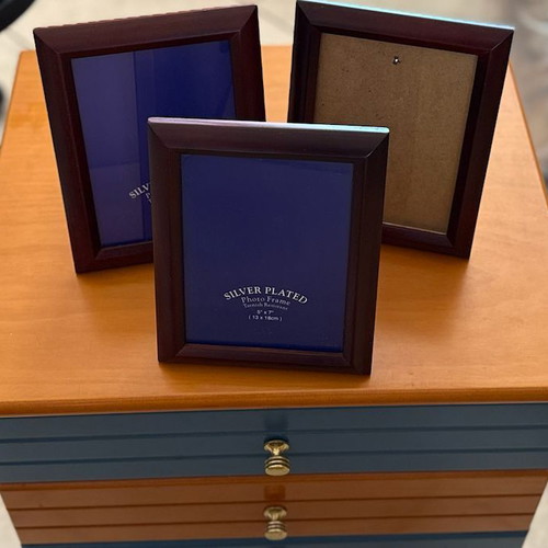 Set of 3 Silver Plated Wooden Photo Frames 13x18cm like new