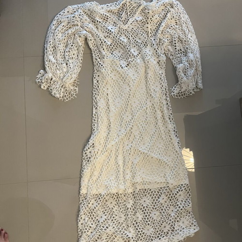 Maxi dress Zara netted with short lining, like new, medium size, white