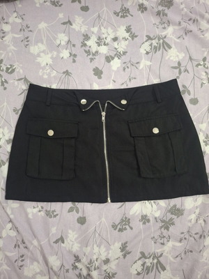 Short skirt with built-in shorts, black