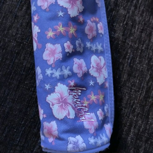 Maui barrel pencil case used, purple with flowers