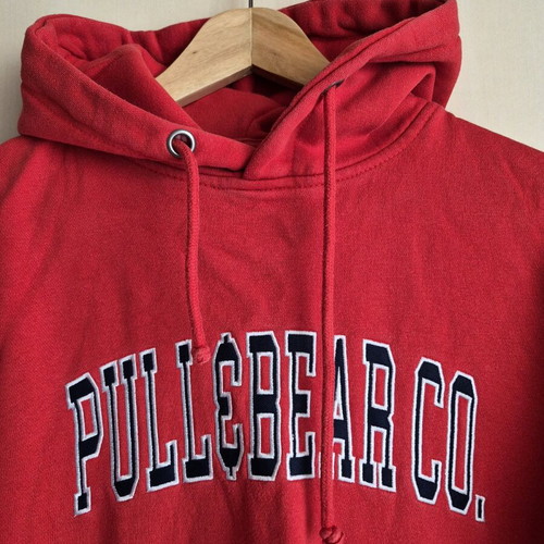 Pull&Bear red hoodie used with logo and hood