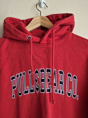 Pull&Bear red hoodie used with logo and hood