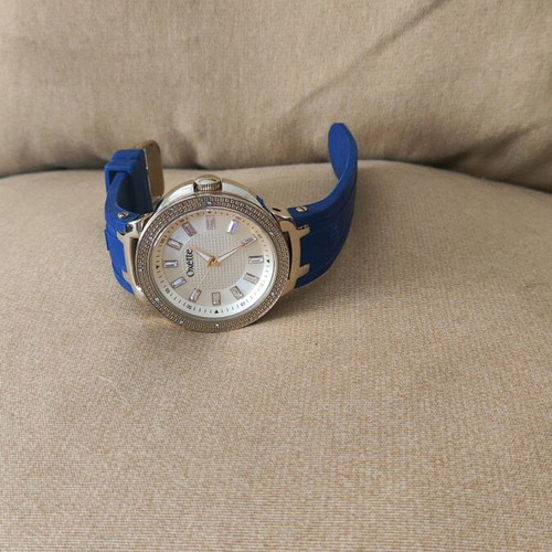 Oxette women's watch like new with blue rubber strap and crystals