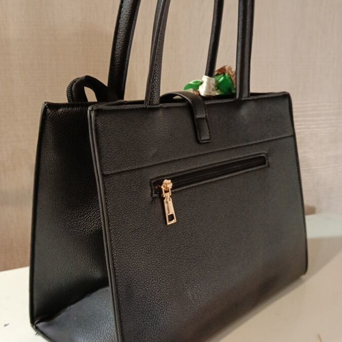 Women's shoulder bag new, black, with three large compartments