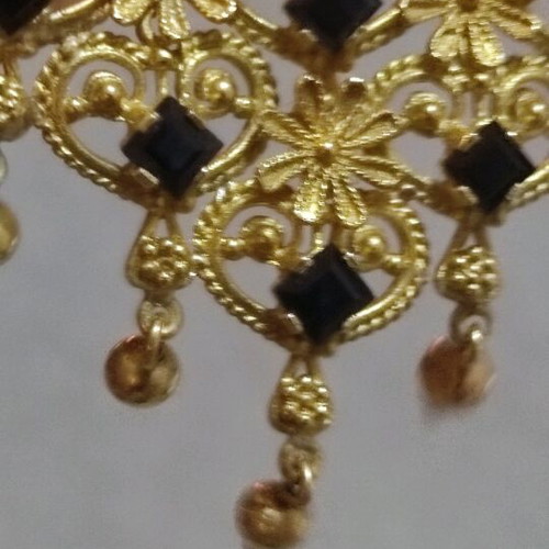Vintage jewelry set 1978 18k gold with black sapphires like new