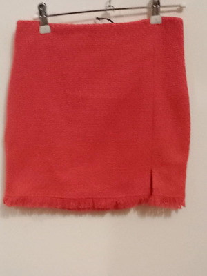 Sinsay mini skirt new, orange tweed with fringes and slit