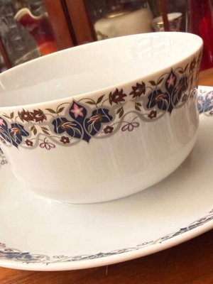 Ionia porcelain bowl with integrated sauce cup, like new