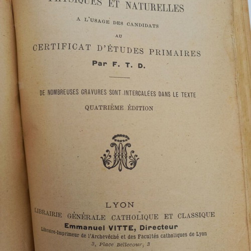 Premieres Notions de Sciences Physiques et Naturelles science book used 1901 French edition