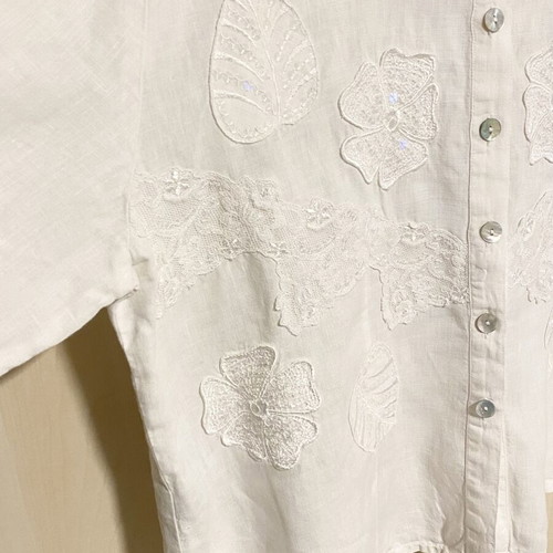 Luisa Oversized Linen Shirt white, new, 3/4 sleeve