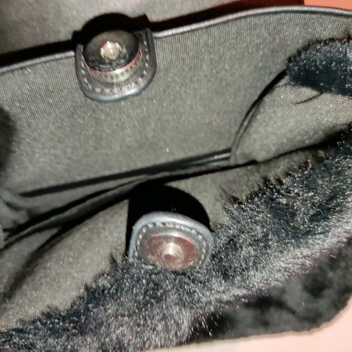 Faux fur mini backpack used, black