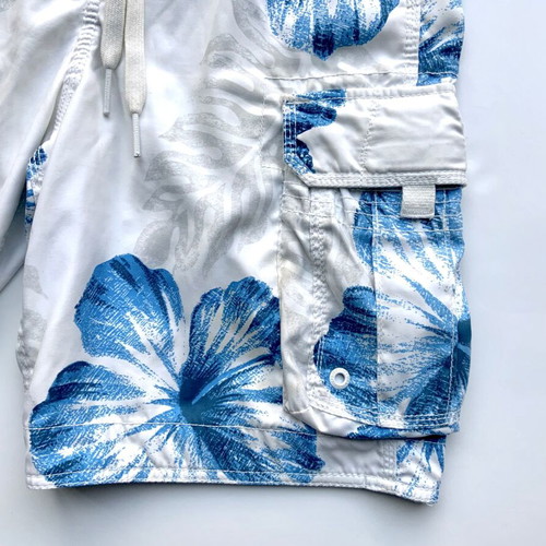 Abercrombie & Fitch men's swim shorts size S like new, white with blue flowers