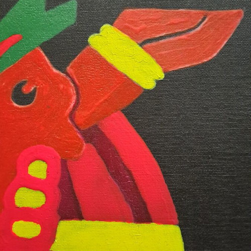 Handmade painting on canvas with fluo colors, like new