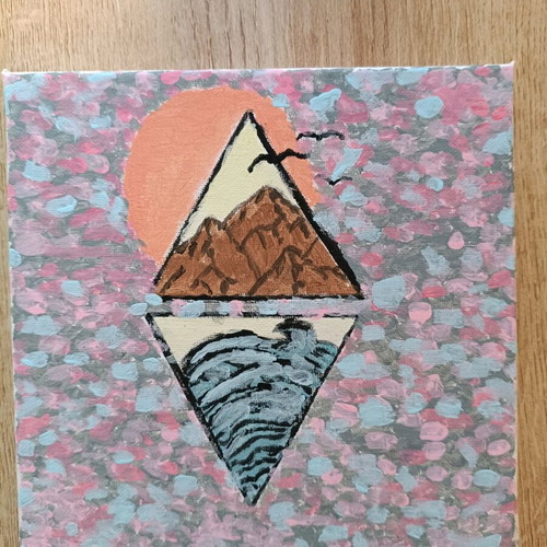 Mountain - Sea painting like new, painted on canvas