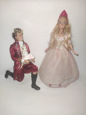 Barbie Princess Annaliese and Prince Dominic with Cat used