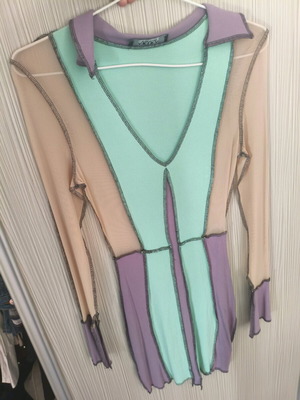 Dress with sheer panels and multicolor design new, size M