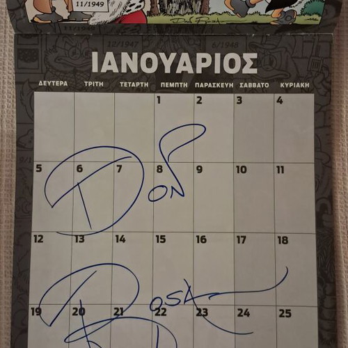 Disney calendars like new, set of three signed by Don Rosa