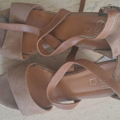 Estil platform sandals used, brown, size 39