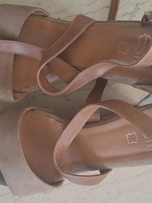 Estil platform sandals used, brown, size 39