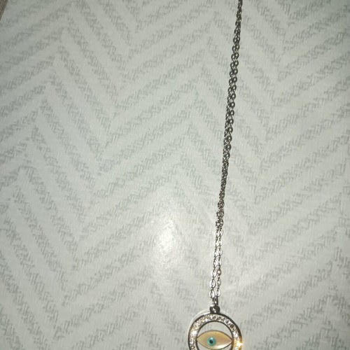 Evil Eye Necklace stainless steel like new, silver color