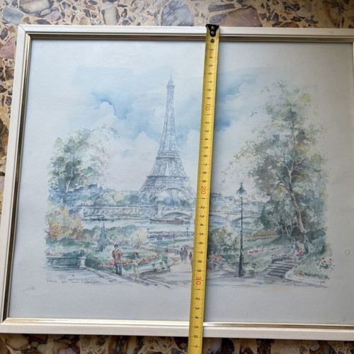 Eiffel Tower framed print 42.5x36cm like new