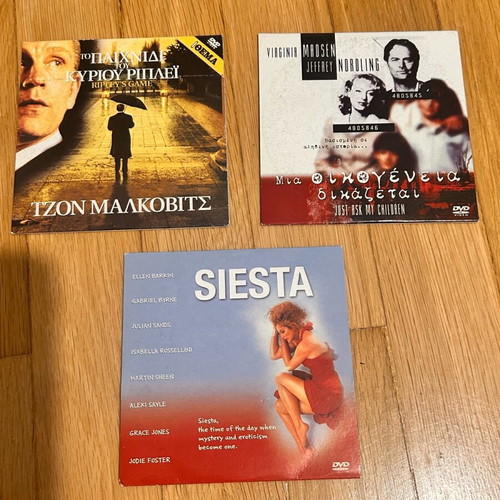 3 DVD Ripley's Game, Siesta, Just Ask My Children like new