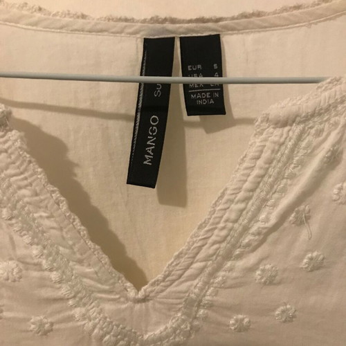 Mango cotton tunic dress white size S new with romantic embroidery