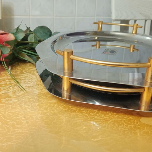 Vianox serving tray with 24K gold handles like new