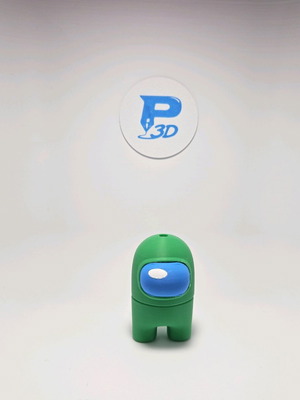 Original 3D-printed Among Us figure new, green with blue visor