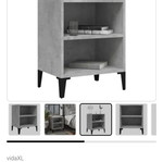 Concrete Gray Nightstand new with shelves and metal legs