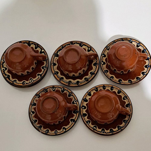 Coffee set ceramic cups and saucers 11 pcs new
