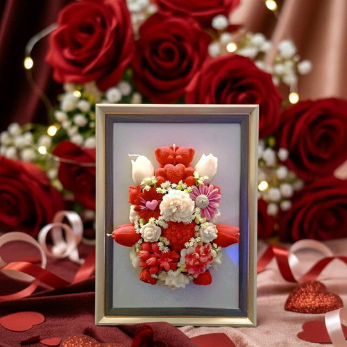 Handmade large frame filled with aromatic candles full of love