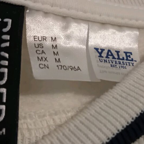 Yale University sweatshirt white with blue unisex size M like new