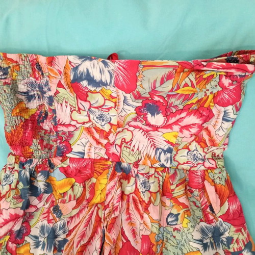 Floral Blanco dress strapless used, cotton fabric