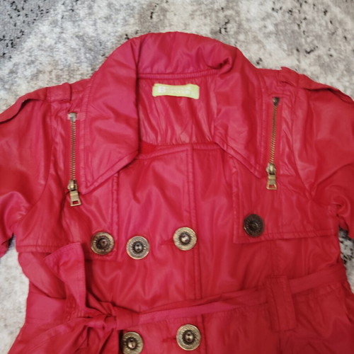 Red spring/autumn trench coat for 5-6 years old girl, like new