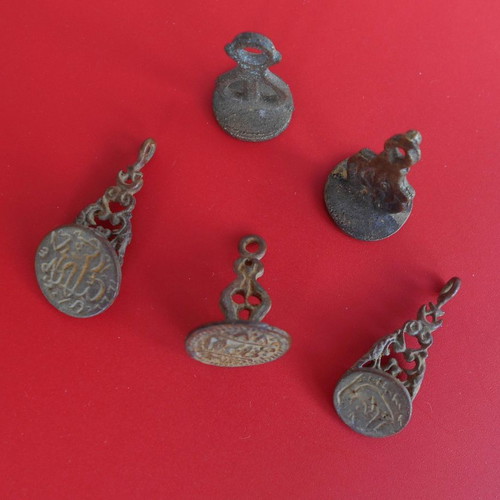 Authentic Ottoman Metal Seals used, set of 5 pieces
