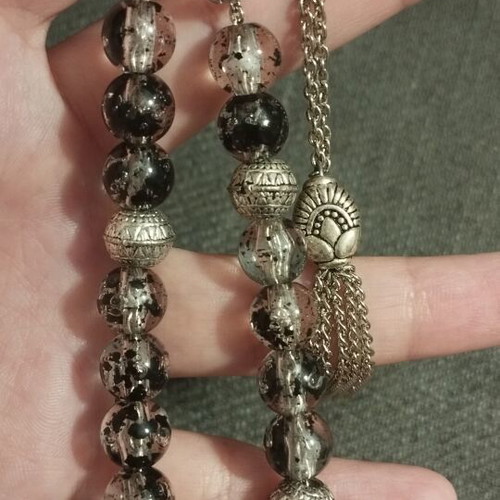 Handmade komboloi with glass beads and metal tassel like new