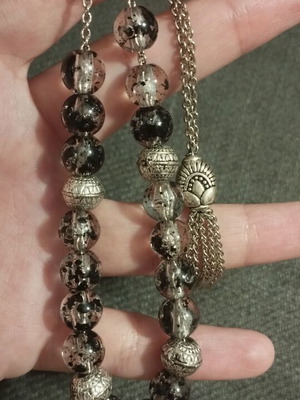 Handmade komboloi with glass beads and metal tassel like new