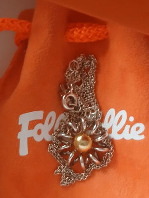 Folli Follie necklace new, silver 925 with gold-plated pendant, 44 cm