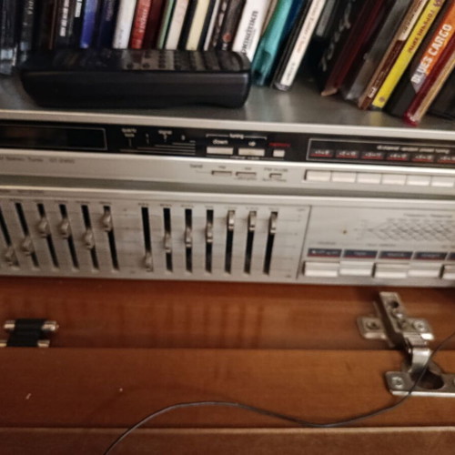 Hi Fi sound system with Technics multi CD player, Sony pick up, Denon amplifier, tuner, equalizer, and Sansui deck used