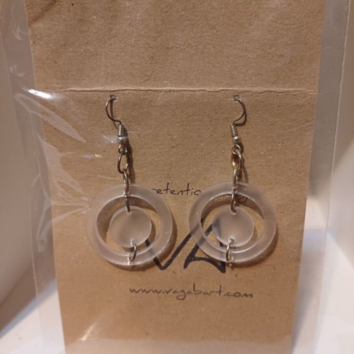 Earrings made of recycled plexiglass 3cm long with surgical steel hooks new