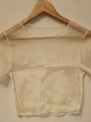 Sheer short-sleeve blouse like new, one size