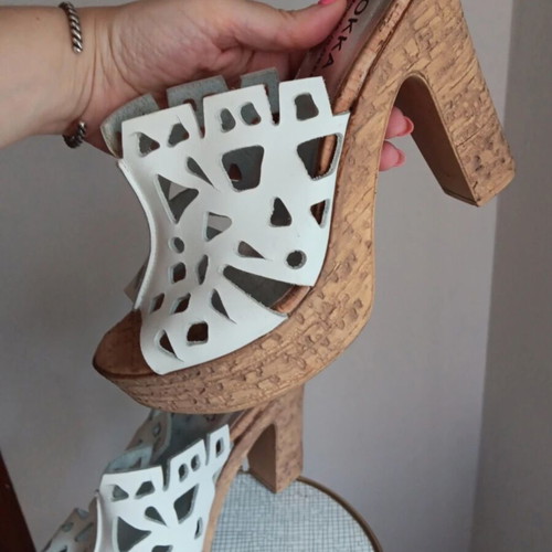 Kokka leather high-heeled mule with cork heel size 39
