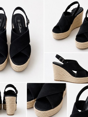 Black platform sandals like new, very comfortable