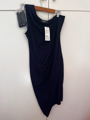 Dark blue dress new with one shoulder and belt medium