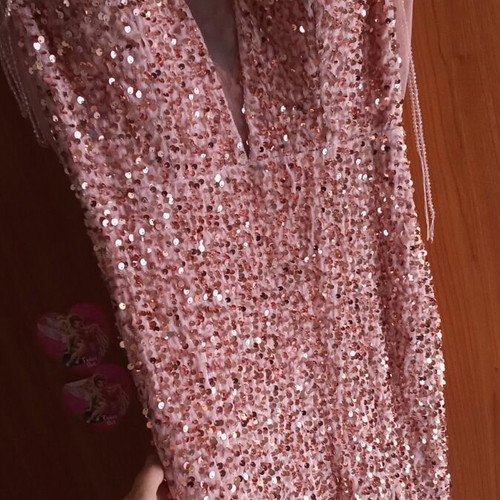 Formal shiny mermaid dress pink gold, like new, size S